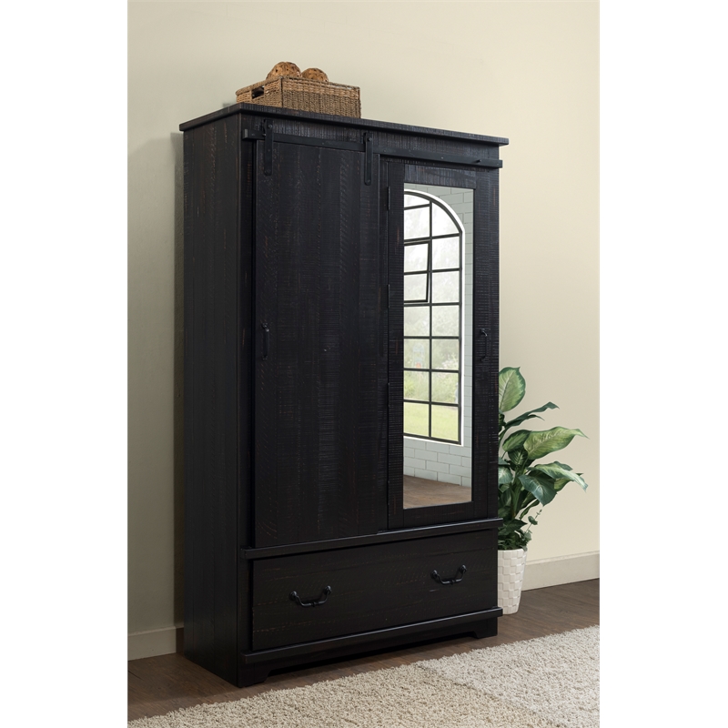 Martin Svensson Home Coastal Farmhouse Sliding Barn Door Armoire Antique Black