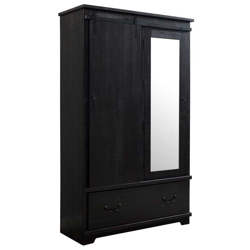 Martin Svensson Home Coastal Farmhouse Sliding Barn Door Armoire Antique Black