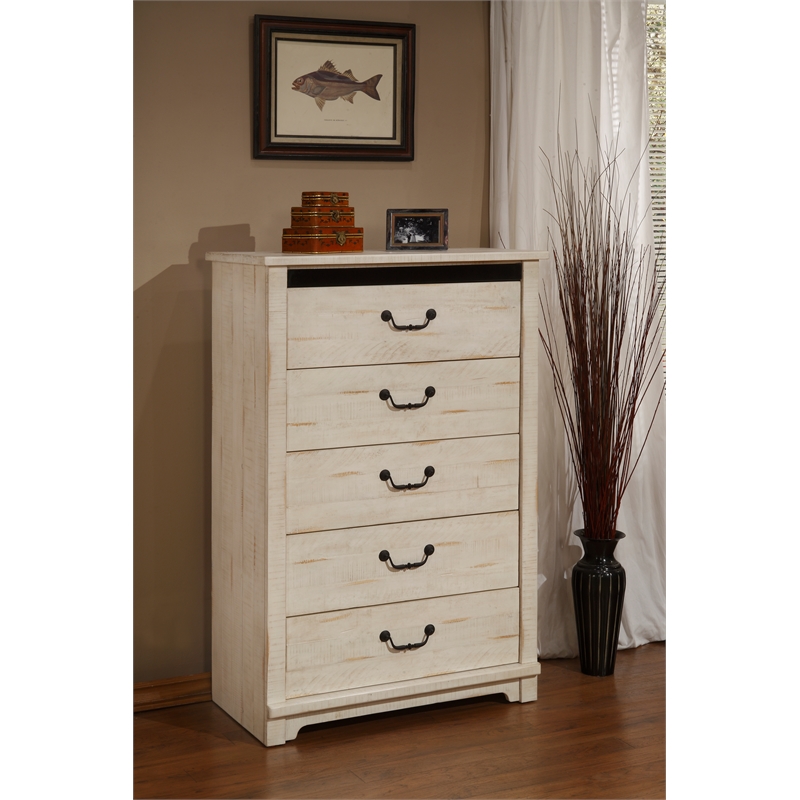 Martin Svensson Home Coastal Farmhouse 5 Drawer Chest Antique White