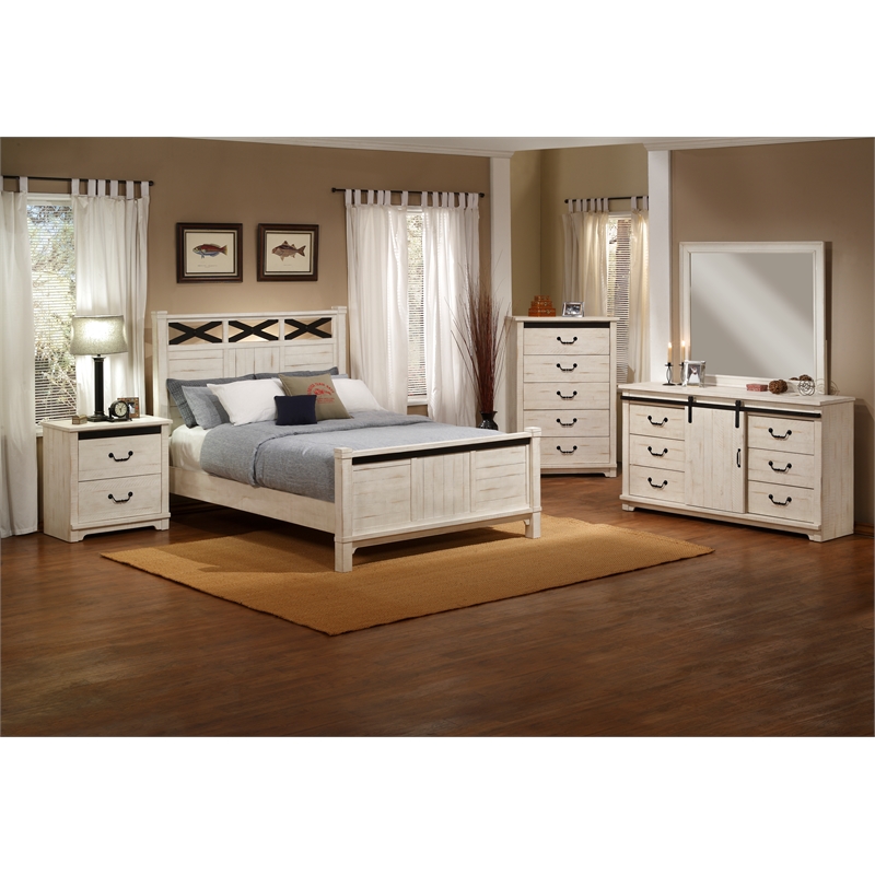 Martin Svensson Home Coastal Farmhouse King Bed Antique White