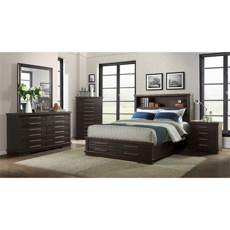 Martin Svensson Home Waterfront 5 Drawer Solid Wood Chest Espresso Brown
