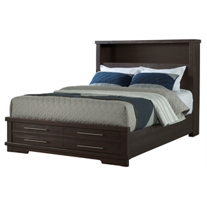 Martin Svensson Home Waterfront Queen Bookcase Storage Bed Espresso Brown
