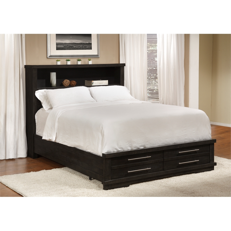 Martin Svensson Home Waterfront Queen Bookcase Storage Bed Gray