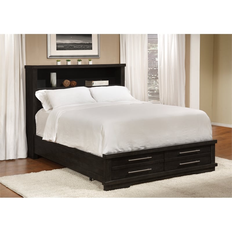 Martin Svensson Home Waterfront King Bookcase Storage Bed Gray