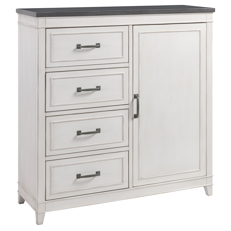 Martin Svensson Home Del Mar 4 Drawer Media Chest White with Gray Top