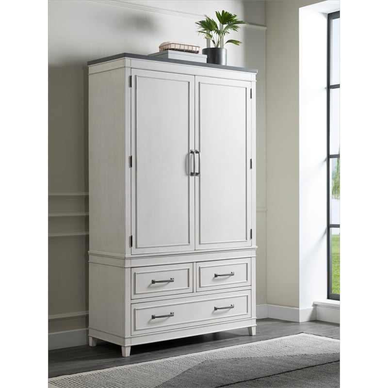 Martin Svensson Home Del Mar 3 Drawer Armoire White with Gray Top