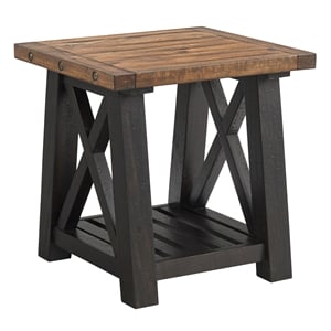Martin Svensson Home Bolton Solid Wood End Table Black Stain and Natural