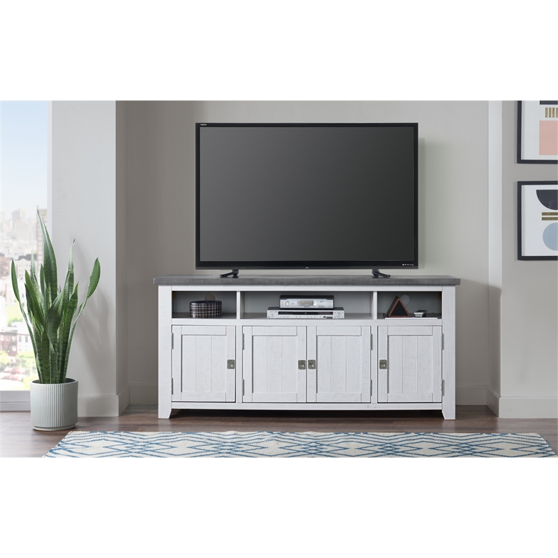 Martin Svensson Home Foundry 65" TV Stand White Stain with Gray Top