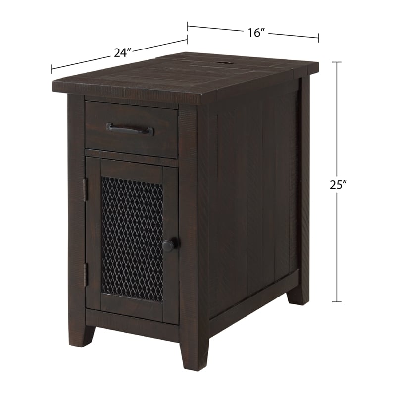 Martin Svensson Home Rustic Chairside Table with Power Espresso
