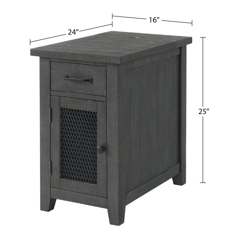 Martin Svensson Home Rustic Chairside Table with Power Gray