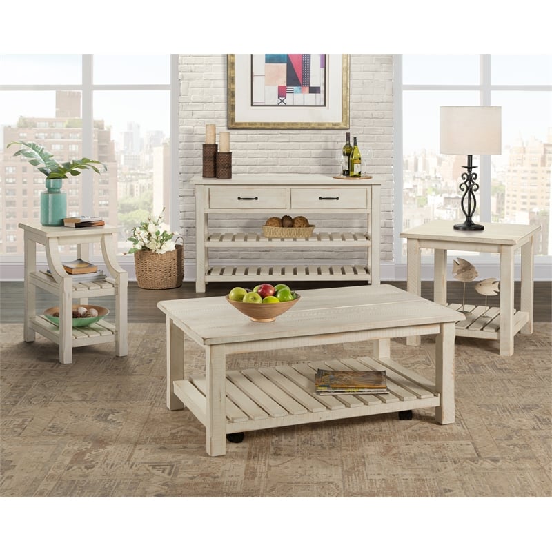 Martin Svensson Home Barn Door Chairside Table with Power Antique White