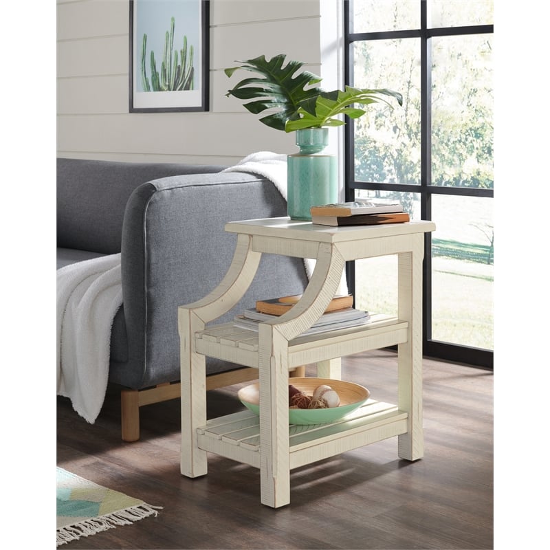 Martin Svensson Home Barn Door Chairside Table with Power Antique White