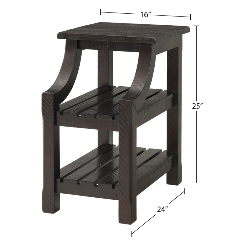 Martin Svensson Home Barn Door Chairside Table with Power Espresso Brown