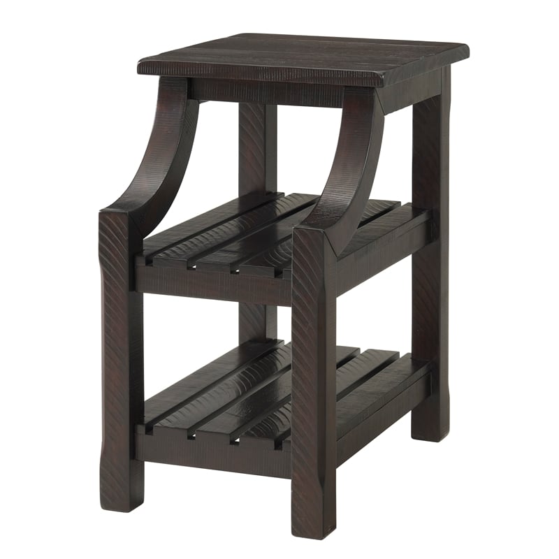 Martin Svensson Home Barn Door Chairside Table with Power Espresso Brown
