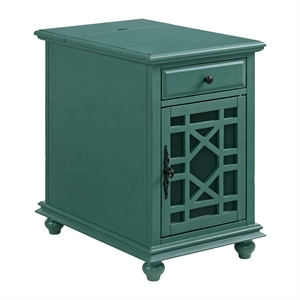 Martin Svensson Home Elegant Chairside Table with Power Antique Teal Green