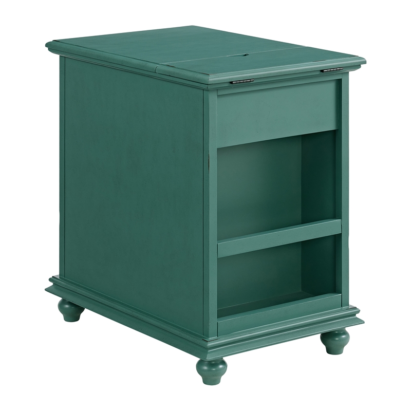 Martin Svensson Home Elegant Chairside Table with Power Antique Teal Green