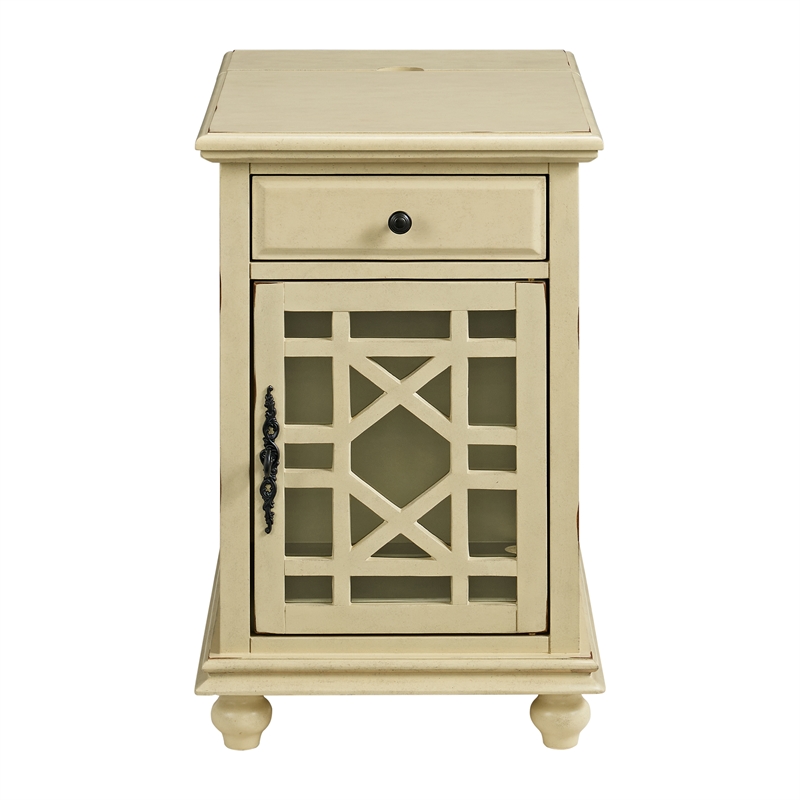 Martin Svensson Home Elegant Chairside Table with Power Antique White