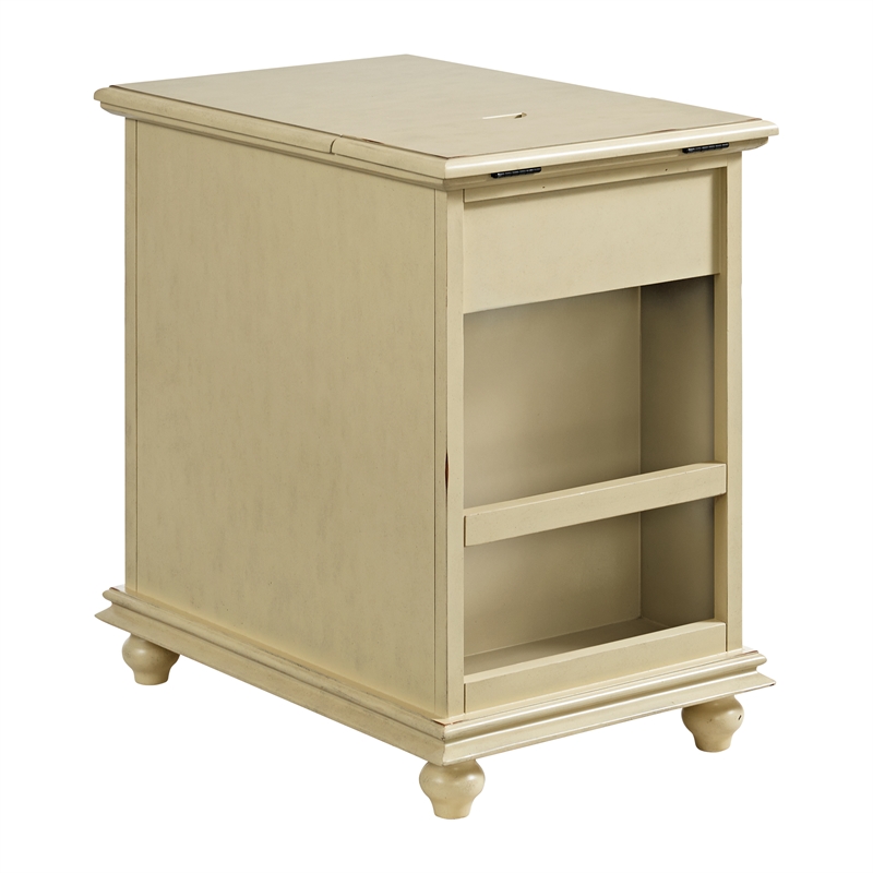 Martin Svensson Home Elegant Chairside Table with Power Antique White