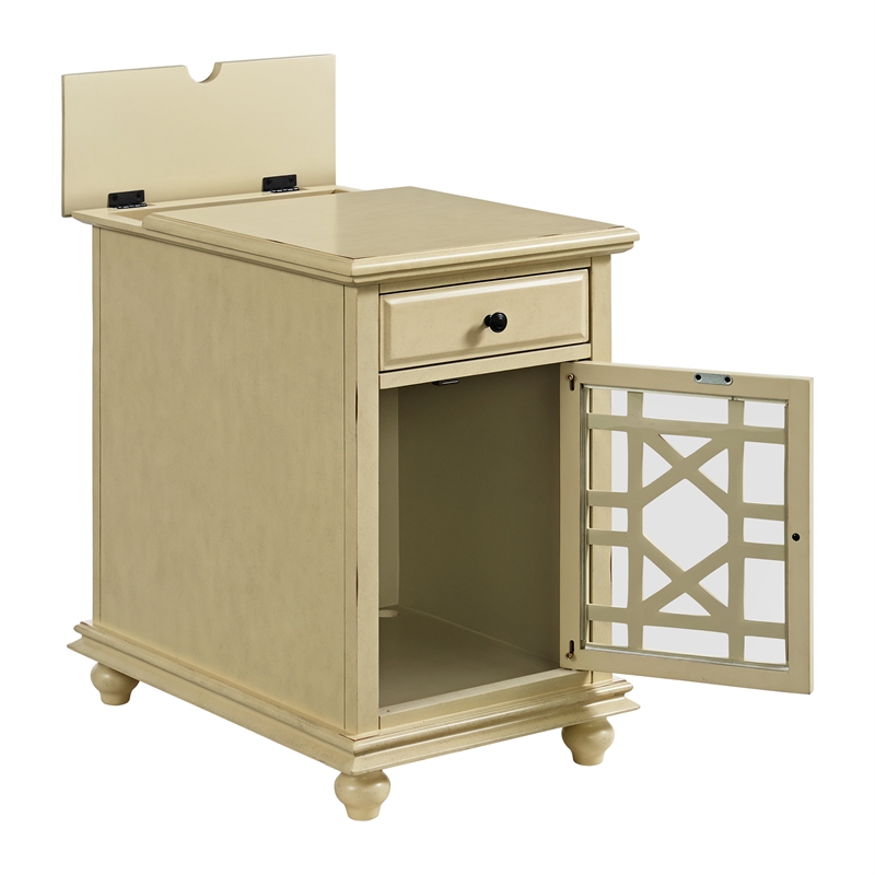 Martin Svensson Home Elegant Chairside Table with Power Antique White
