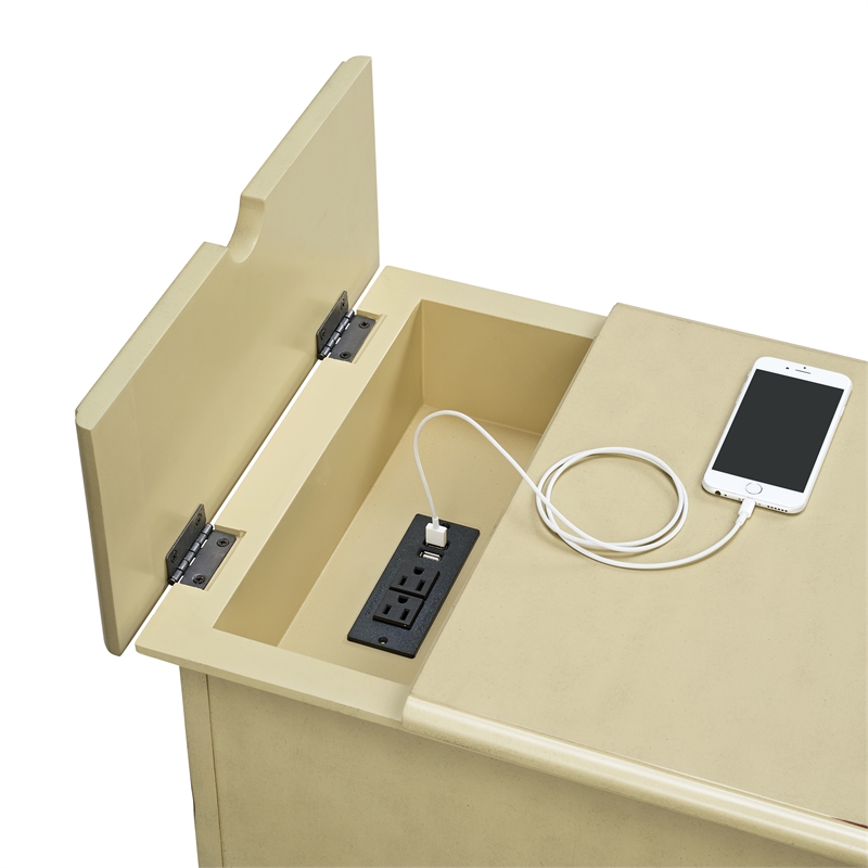 Martin Svensson Home Elegant Chairside Table with Power Antique White