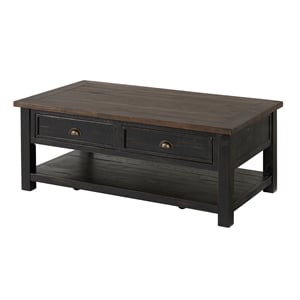Martin Svensson Home Monterey Solid Wood 2 Drawer Coffee Table Black and Brown