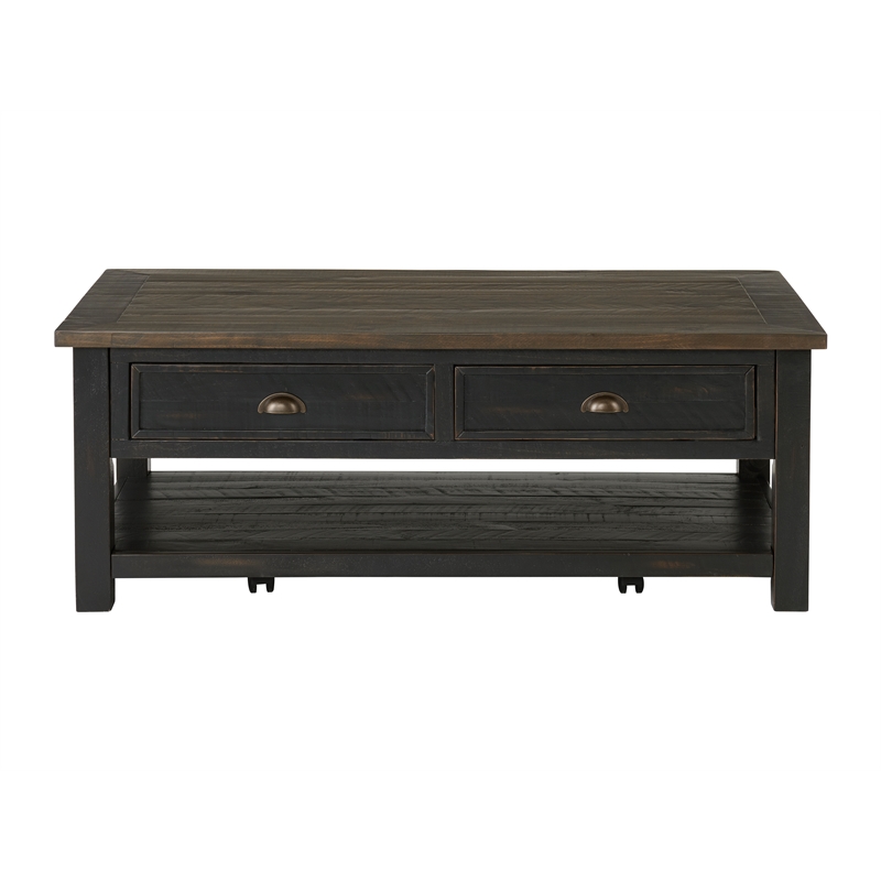 Martin Svensson Home Monterey Solid Wood 2 Drawer Coffee Table Black and Brown