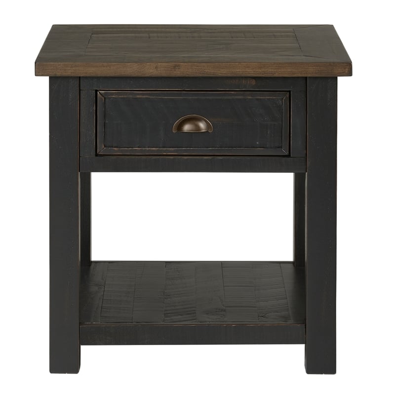 Martin Svensson Home Monterey Solid Wood 1 Drawer End Table Black and Brown
