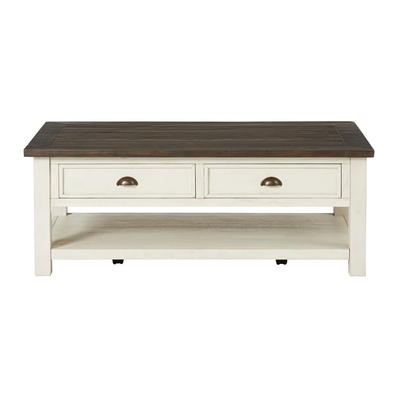 Martin Svensson Home Monterey Wood 2 Drawer Coffee Table Cream White