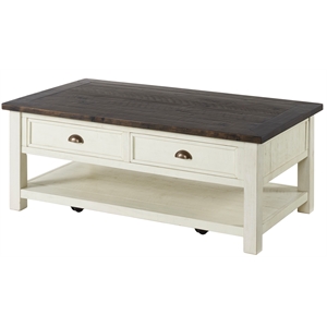 Martin Svensson Home Monterey Wood 2 Drawer Coffee Table Cream White and Brown
