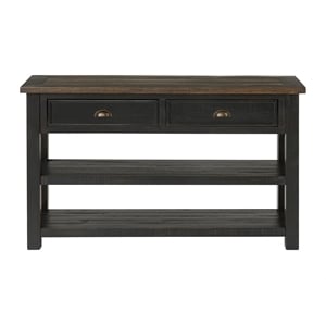 martin svensson home monterey wood 2 drawer sofa console table black and brown