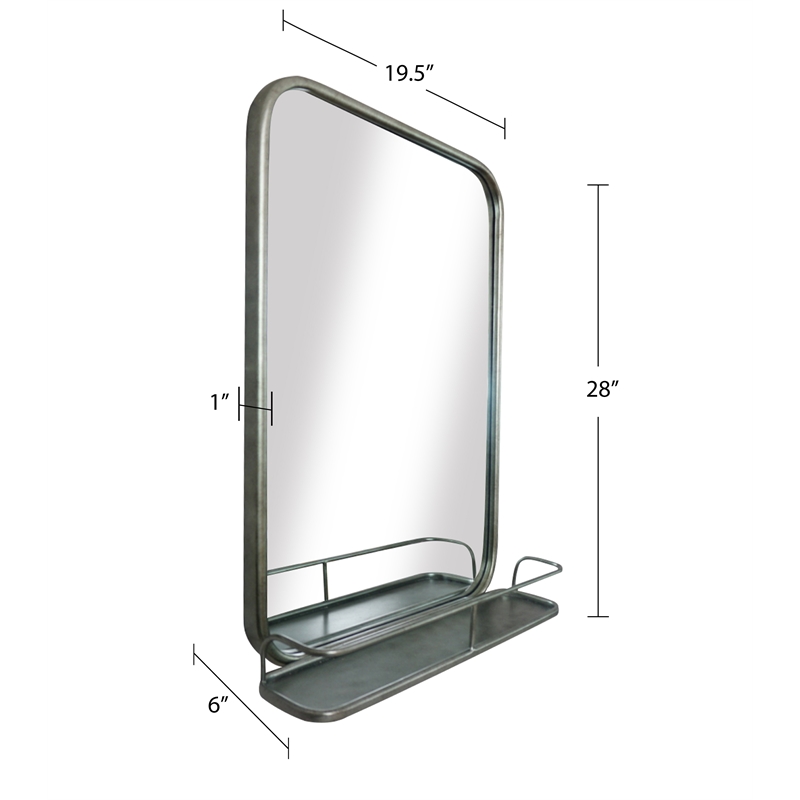 Martin Svensson Home Coltan 20 x 28 in. Mirror with Shelf Antique Pewter