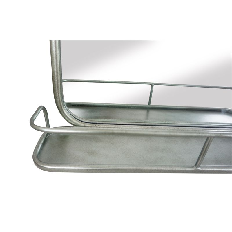 Martin Svensson Home Coltan 20 x 28 in. Mirror with Shelf Antique Pewter