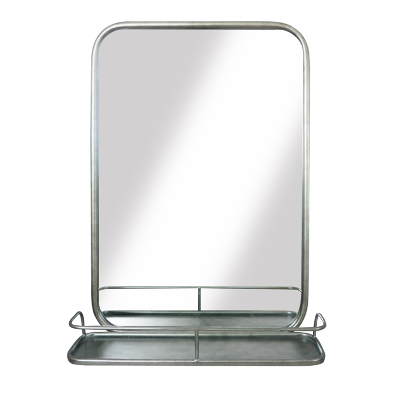 Martin Svensson Home Coltan 20 x 28 in. Mirror with Shelf Antique Pewter