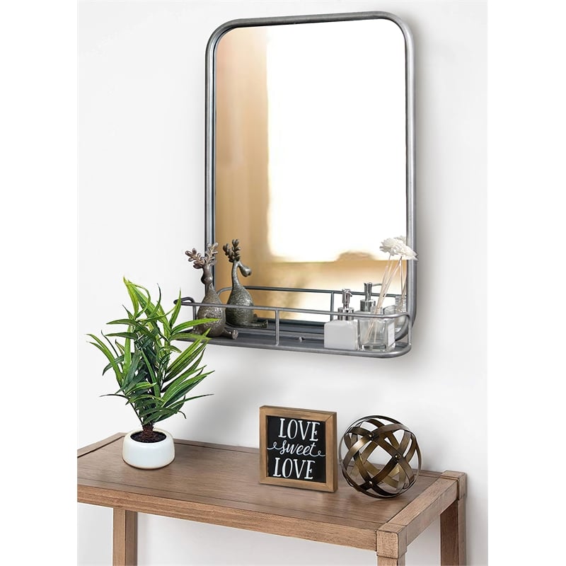Martin Svensson Home Coltan 20 x 28 in. Mirror with Shelf Antique Pewter