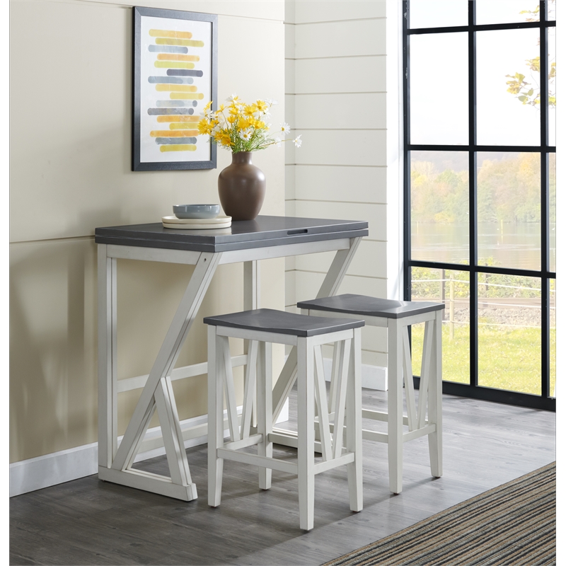 Martin Svensson Home Del Mar 5 Piece Table and Stool Set White and Grey
