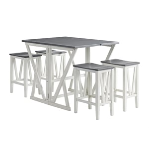 Martin Svensson Home Del Mar 5 Piece Table and Stool Set White and Grey