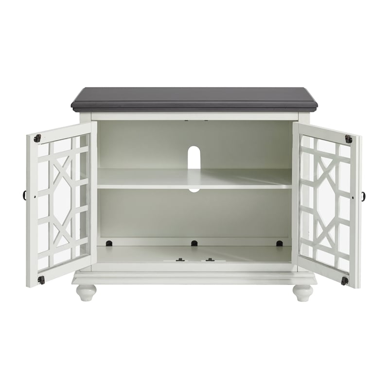 Martin Svensson Home Elegant Small Spaces TV Stand White with Gray Top
