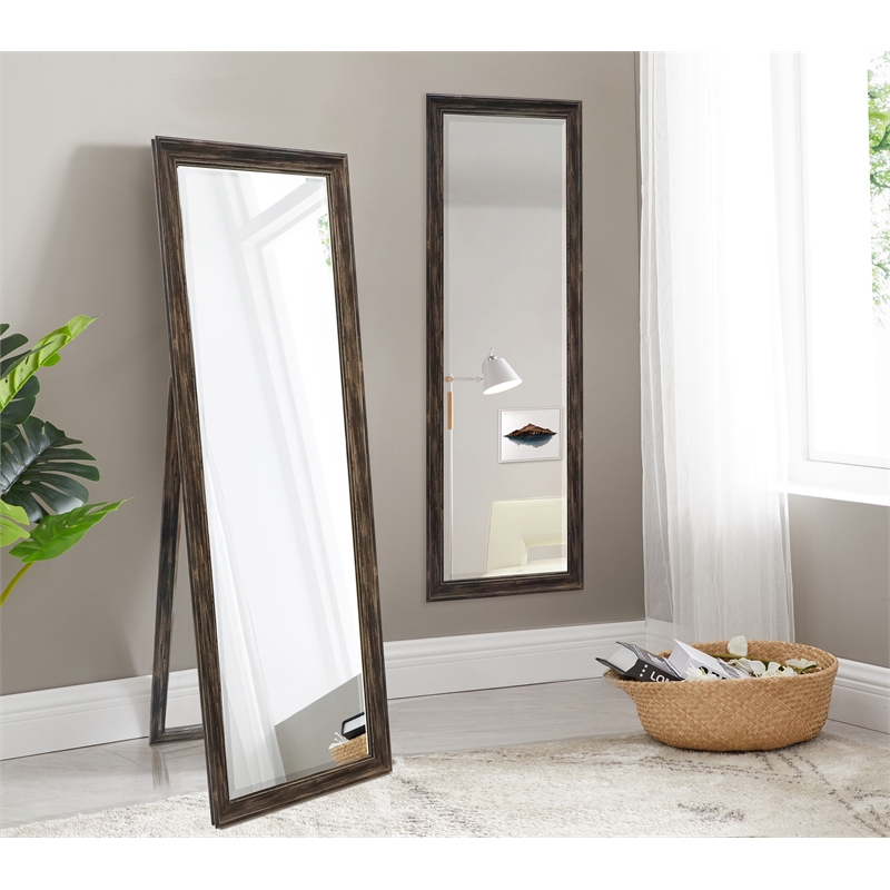 Martin Svensson Home Farmhouse Full Length Floor Mirror with Stand Antique Black