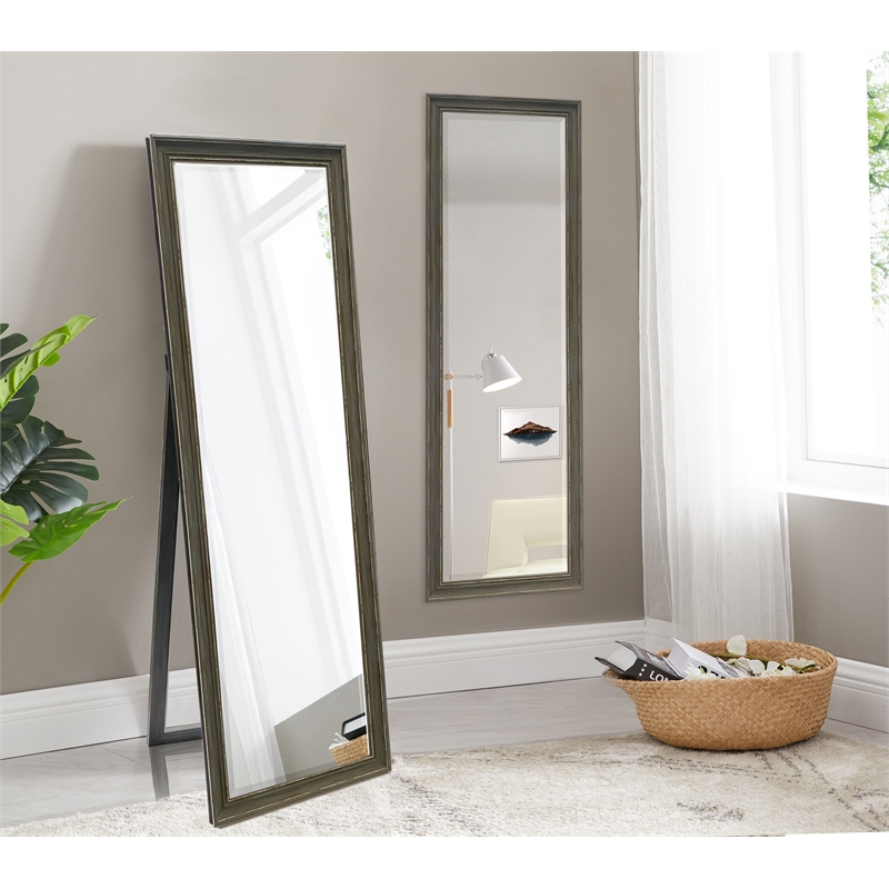 Martin Svensson Home Farmhouse Full Length Floor Mirror with Stand Antique Grey