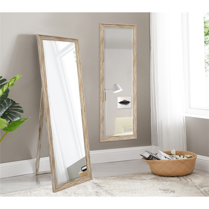 Martin Svensson Home Farmhouse Full Length Floor Mirror with Stand Antique White