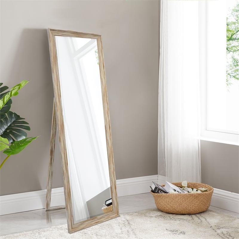 Martin Svensson Home Farmhouse Full Length Floor Mirror with Stand Antique White