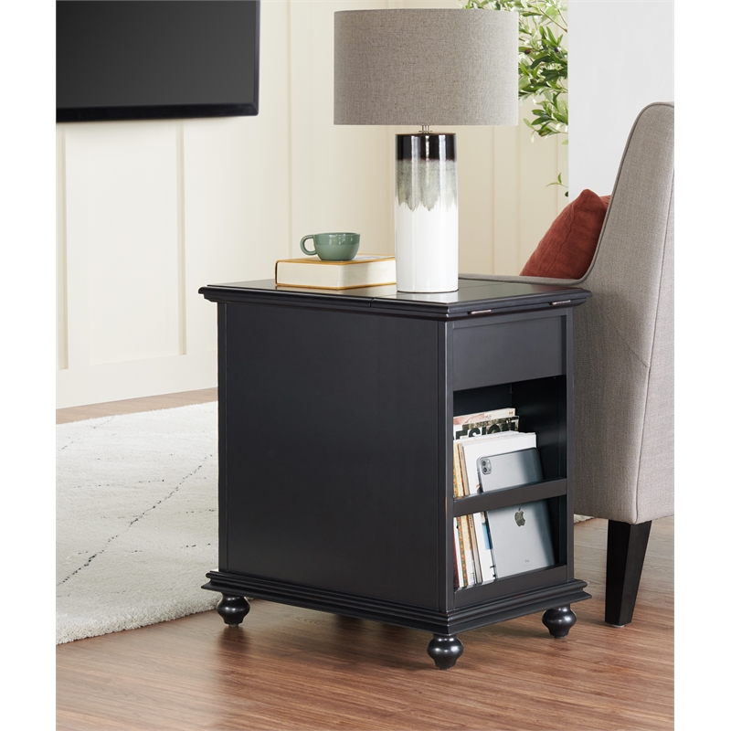Martin Svensson Home Elegant Chairside Table with Power Antique Black