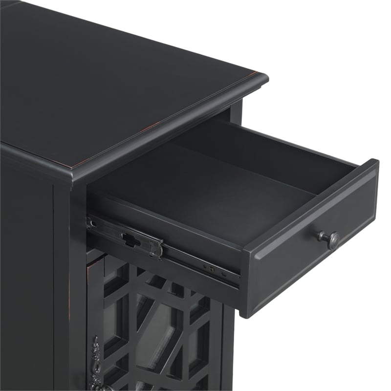 Martin Svensson Home Elegant Chairside Table with Power Antique Black