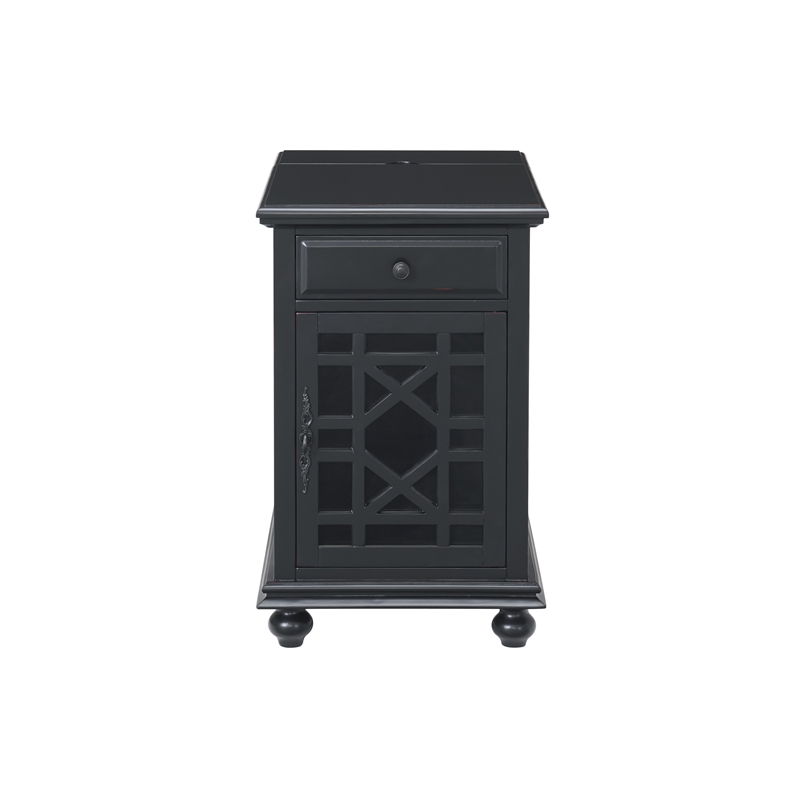 Martin Svensson Home Elegant Chairside Table with Power Antique Black