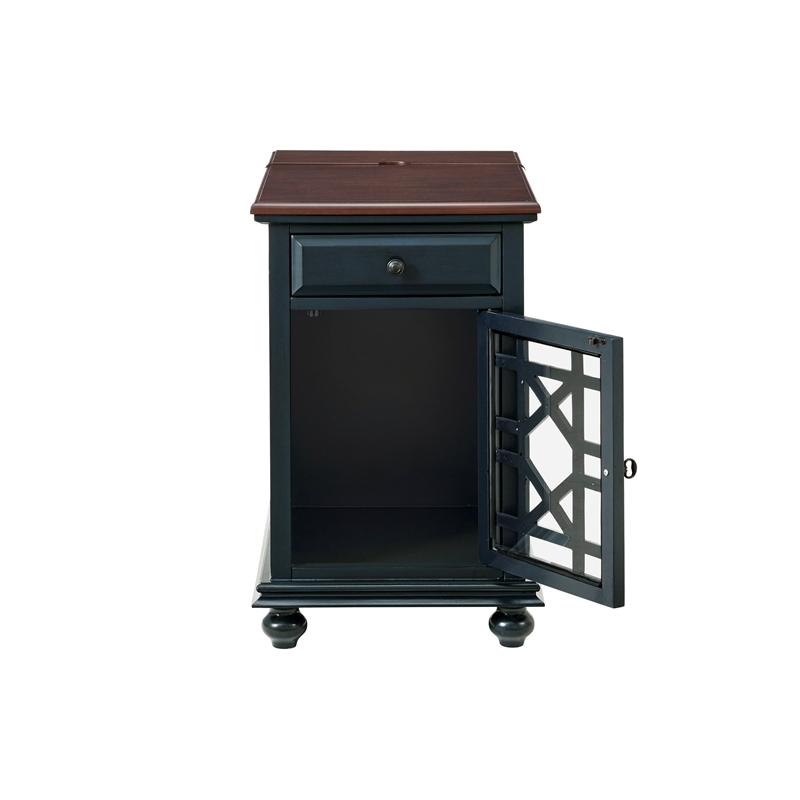 Martin Svensson Home Elegant Chairside Table with Power Blue with Walnut Top