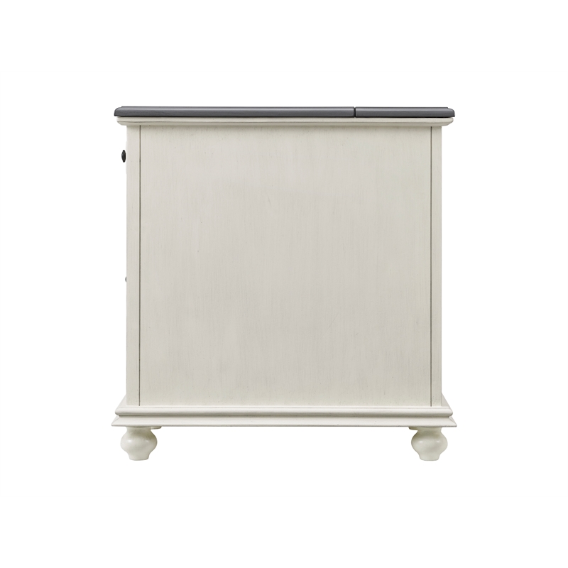 Martin Svensson Home Elegant Chairside Table with Power White with Gray Top