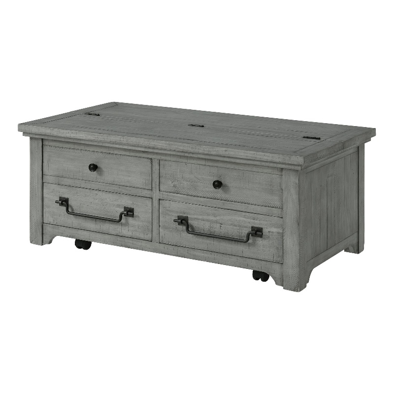 Martin Svensson Home Beach House Dove Gray Flip Top Trunk Wood Coffee Table