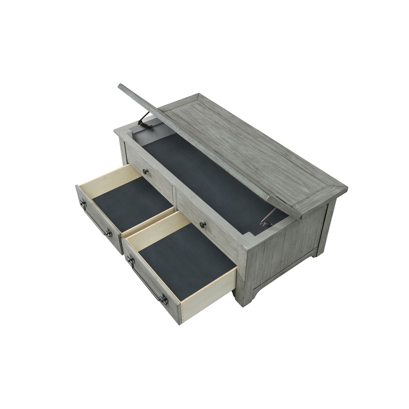 Martin Svensson Home Beach House Dove Gray Flip Top Trunk Wood Coffee Table