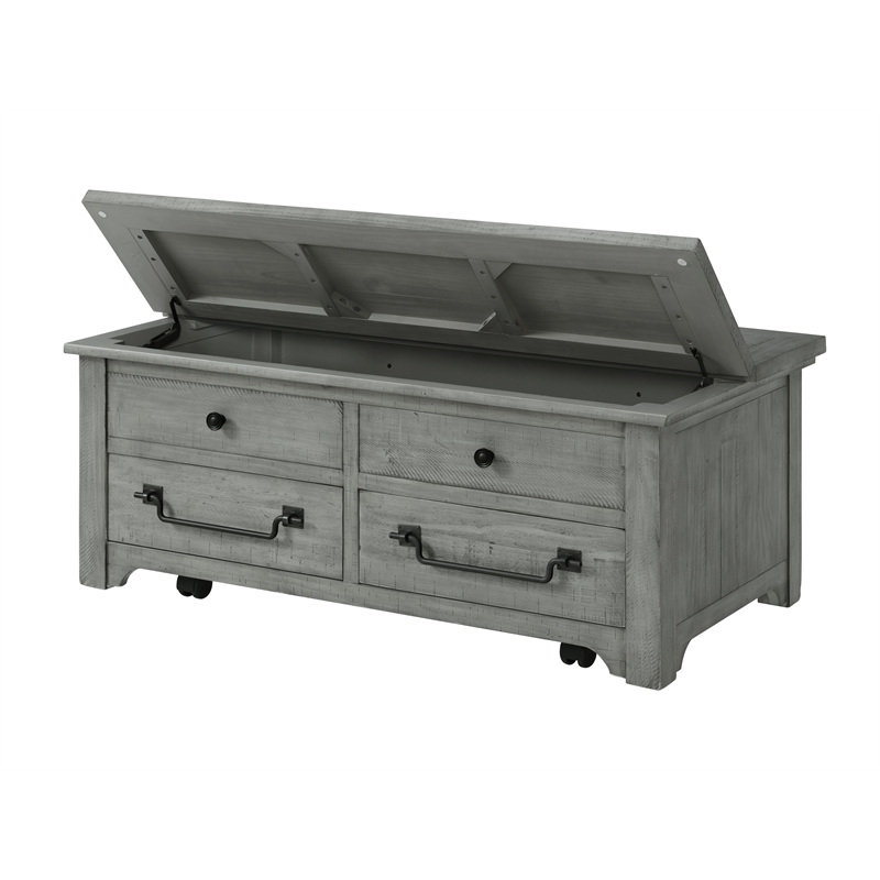 Martin Svensson Home Beach House Dove Gray Flip Top Trunk Wood Coffee Table