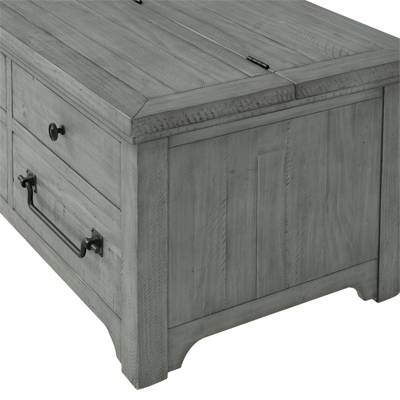 Martin Svensson Home Beach House Dove Gray Flip Top Trunk Wood Coffee Table